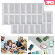 TSV Domino Resin Molds, 2PCS Silicone Domino Game Molds, 28 Cavities with Dot Domino Double Six Epoxy Resin Casting Molds for Dominoes Games, DIY Craft, Handmade Gift, Home Decor