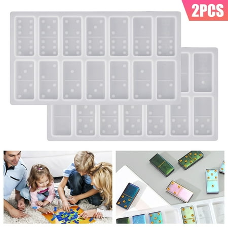 TSV Domino Resin Molds, 2PCS Silicone Domino Game Molds, 28 Cavities with Dot Domino Double Six Epoxy Resin Casting Molds for Dominoes Games, DIY Craft, Handmade Gift, Home Decor