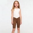 thumbnail image 5 of Babcutegg Girls Summer Fashion Cross Waist Athletic Shorts – Kids 4-14 Years Old, Casual Solid Color Sport Biker Shorts Brown Size 10, 5 of 9