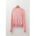thumbnail image 3 of I AM A FASHION JUNKY Light Pink Heart Pattern Button Front Cardigan Sweater (LightPink, S, 65%Acrylic+35%Polyamide), 3 of 8