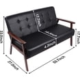thumbnail image 2 of AODAILIHB Modern Wooden Leather 2-Seat Sofa, Sleek Minimalist Loveseat, Sturdy and Long-Lasting Loveseat Sofa Couch, Home Office Furniture (Black), 2 of 9