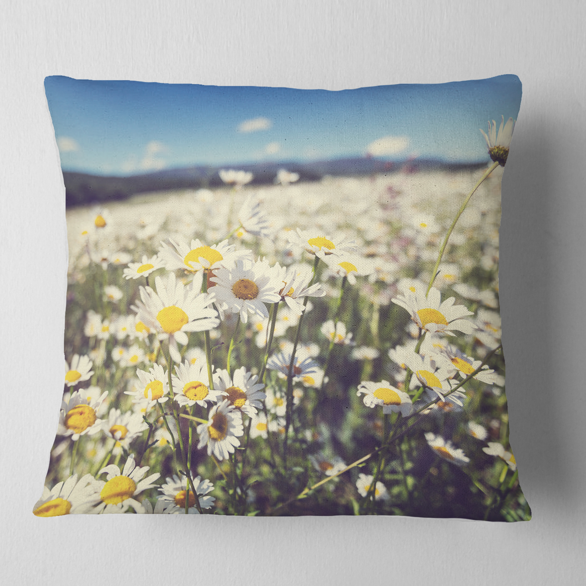 Designart 16" x 16" White Polyester Throw Pillow