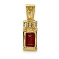 thumbnail image 3 of Real 14kt Yellow Gold 8x6mm Emerald Cut Garnet AA Diamond Slide; for Adults and Teens; for Women and Men, 3 of 4