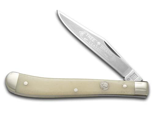 Boker Tree Brand Smooth White Bone Slimline Trapper Stainless Pocket 