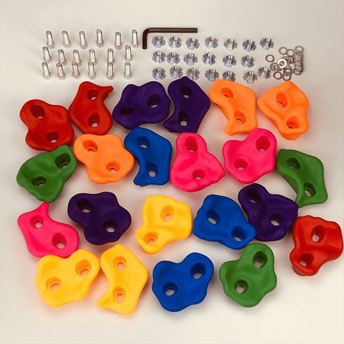 30Pcs Mixed Color Plastic Children Kids Rock Climbing Wood Wall Hand Feet Holds Grip Kits with Screws