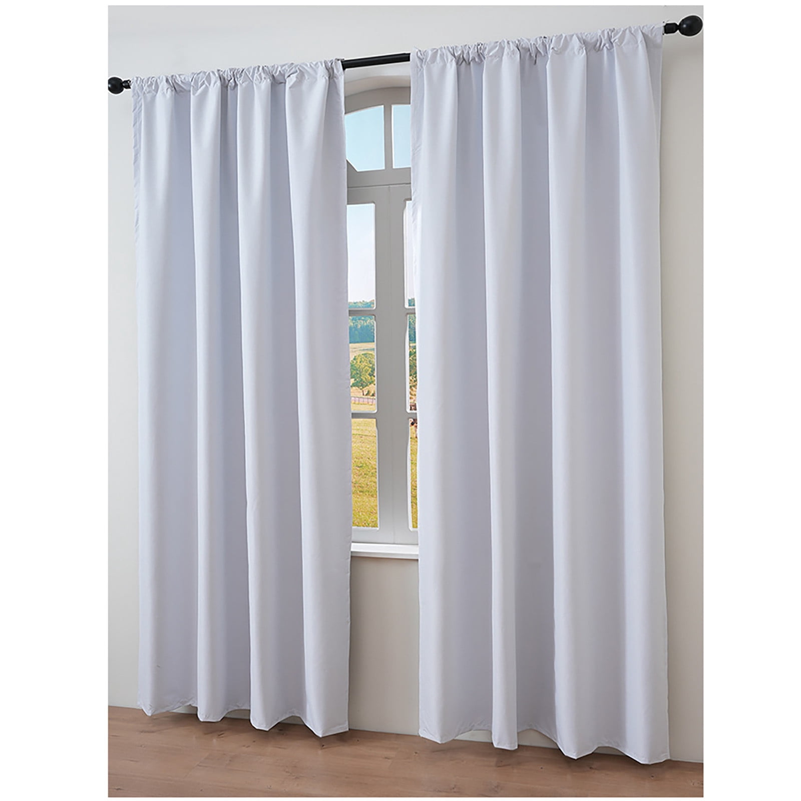 JVBTVB Blackout Curtains for Bedroom & Living Room - 100% Light Blocking Ready-Made Curtain Set of 2 Panels, Scandinavian Minimalist Solid Color