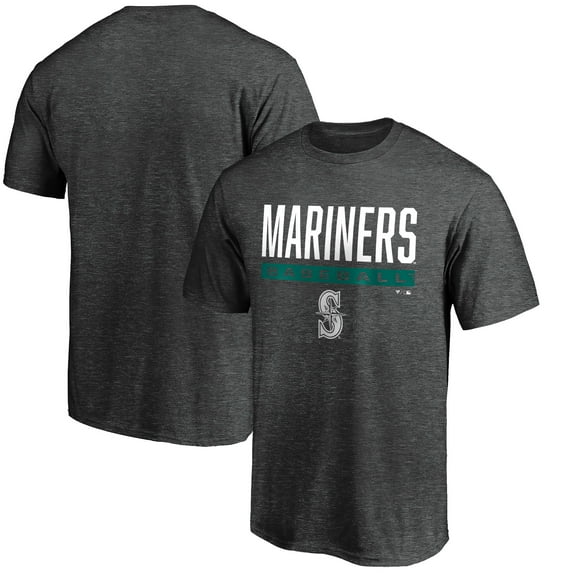Men's Charcoal Seattle Mariners Win Stripe Logo T-Shirt