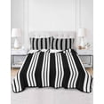 thumbnail image 2 of Quilts Twin-XL Size Bedding Set, Striped Black White Lightweight Quilted Comforter, Farmhouse Line Stripes Classic Soft Reversible Bedspread Coverlet with Pillow Covers for All Season, 68" x 98", 2 of 7