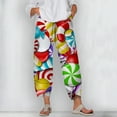 thumbnail image 2 of CLOOCL Loose Plus Size Pants for Women Christmas candy Print Elastic Waist Female Clothing Trousers Casual Jogging pants, 2 of 6