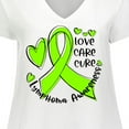 thumbnail image 4 of Inktastic Love, Care, Cure Lymphoma Awareness Lime Green Ribbon Hearts Women's Plus Size V-Neck T-Shirt, 4 of 5