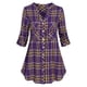thumbnail image 1 of Bolsillos de talla grande Roll Up Sleeve Plaid Shirt Rosegal Blusas Tallas Grandes, 1 of 5