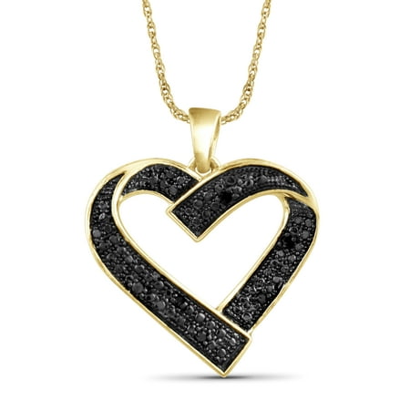 JewelersClub Black Diamond Accent Gold over Silver Mystical Heart Pendant