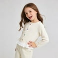 thumbnail image 5 of Fesfesfes Girls Long Sleeve Round Neck Top and Shirt Set with Lace Hem Detail Stylish Versatile Blouse for Toddler Little Kid and Big Girls Perfect for Party Holiday Photo(Beige,1-2 Years), 5 of 9