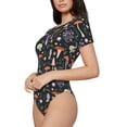 thumbnail image 2 of Naloa Mushrooms Women's Short-Sleeved Onesie, One-Piece Swimsuit for Parties, dates, clubs - Medium, 2 of 9