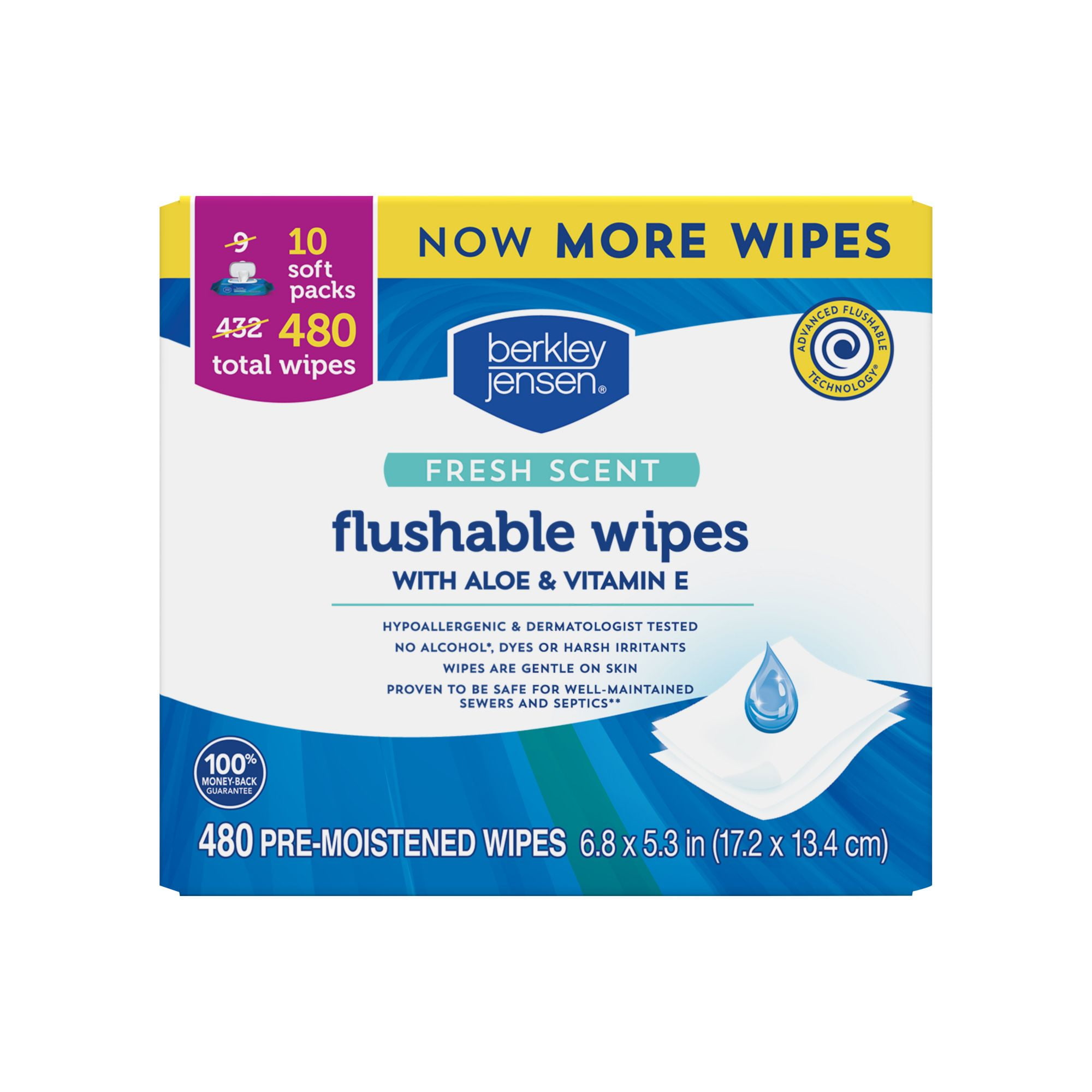 Berkley Jensen Flushable Cleansing Wipes, One Size 480 Ct