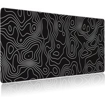 Extended Gaming Mouse Pad Abstract Topographic Fractal Lines Large Mousepad with Stitched Edges,Anti-Slip Rubber Base Keyboard Mouse Mat Desk Pad for Gaming Home Office 35.4 x 15.7 inches