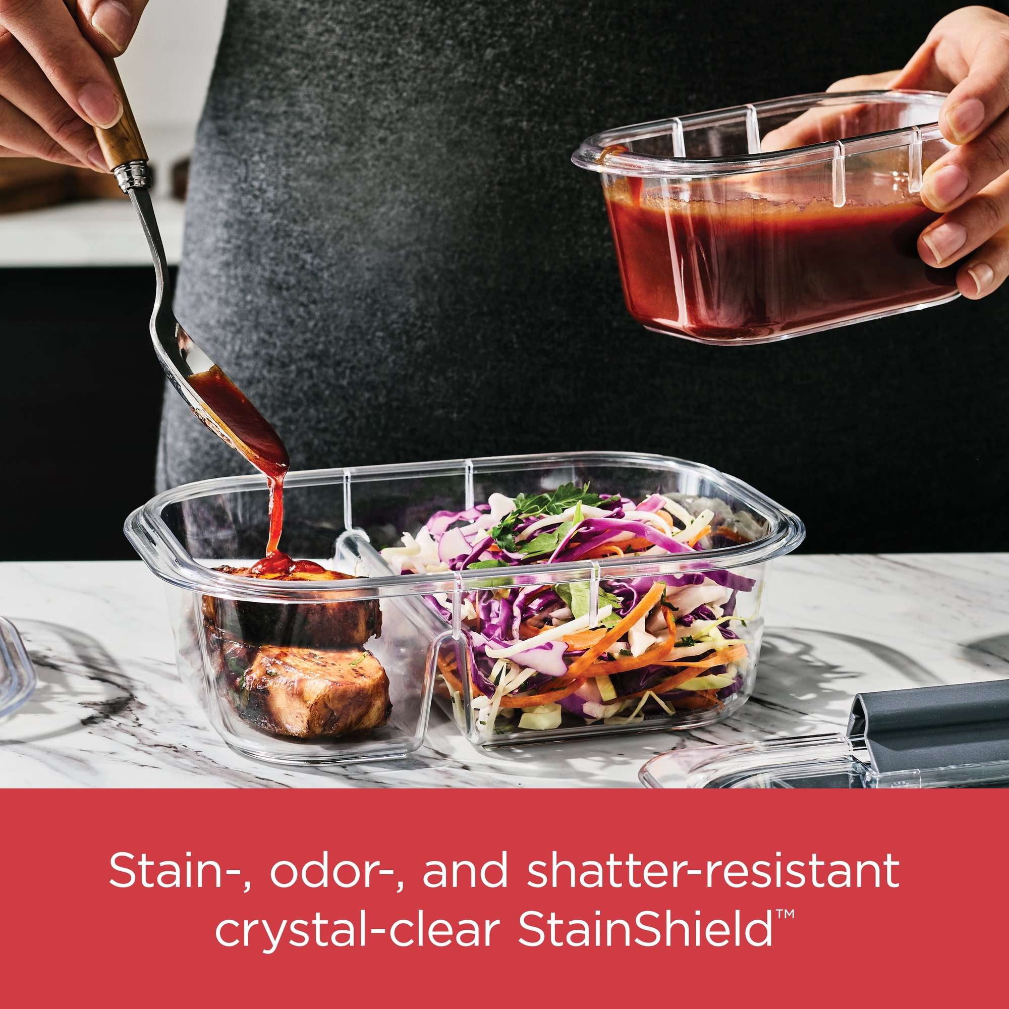 (4 pack) Rubbermaid Brilliance 4.7 Cup Medium Stain-Proof Food Storage Container, Set of 2