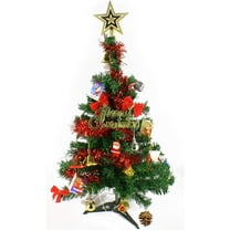 Wideskall 2 Feet Tabletop Artificial Mini Green Christmas Pine Tree with 30 Multi-Color LED Lights & Ornaments