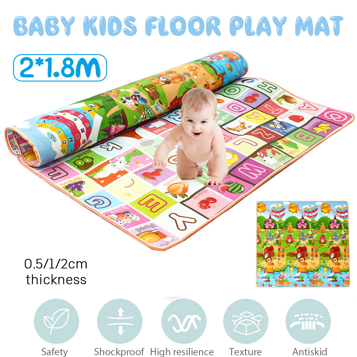 Soft EVA Foam Baby Kids Game Gym Play Mat w/ Fence Crawling Carpet Floor Rug Pad 