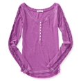 thumbnail image 1 of Camiseta henley Aeropostale de encaje para mujer morado grande, 1 of 2