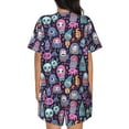 thumbnail image 6 of Goofa Funny colorful skull ghost for Womens Cotton 2 Piece Pajamas Set Classic Short Sleeve Pjs Set Soft Button Down Sleepwear Loungewear-XX-Large, 6 of 7
