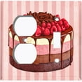 thumbnail image 4 of Metal Light Switch Plate Cover Raspberry Trilogy Cake Striped Wallpaper Pink CAK059, 4 of 13