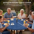thumbnail image 3 of Round Outdoor Tablecloth with Umbrella Hole and Zipper, Navy Blue Tablecloth with Elastic Waterproof, Vintage Country Monochrome Farmhouse Patio Table Covers for 55" - 60" Picnic Pool Tables, 3 of 9