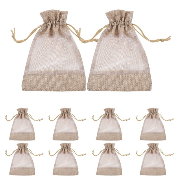 10 bolsas de almacenamiento con ventana transparente, pequeñas bolsas organizadoras para guardar joyas, bolsas con cordón.
