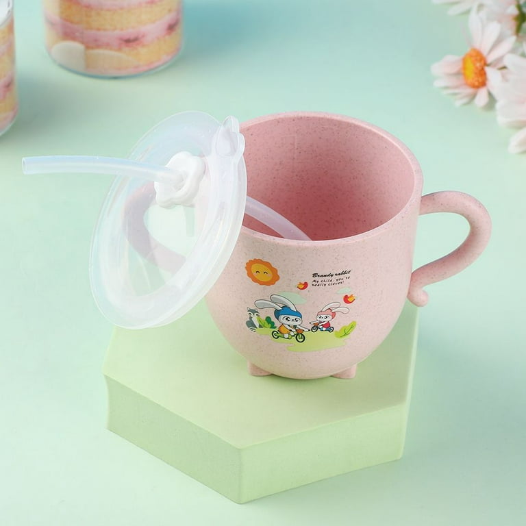 Cute Children Leak Proof Baby Toddle Water Bottles Milk Cup Straw Cup Drinking Bottle Beige