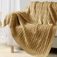 thumbnail image 4 of Carriediosa Cable Knit Throw Blanket Farmhouse Decor for Couch Chair Bed Sofa, 50" x 60" Tan Brown, 4 of 5