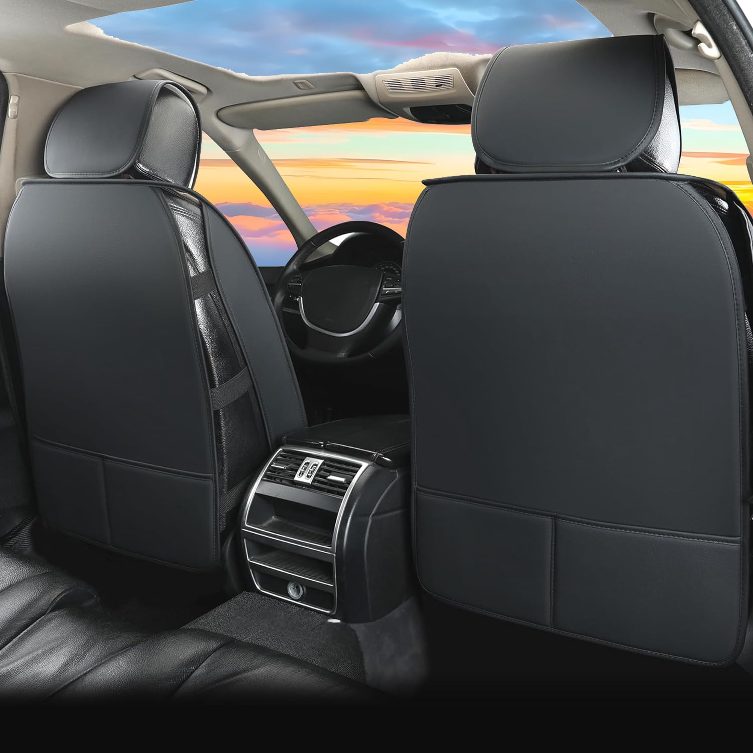 Car Seat Covers Fit for Toyota Camry 2002-2025: 5 Seats Faux Leather Waterproof Seat Protectors (Black&white) - 2 Rows
