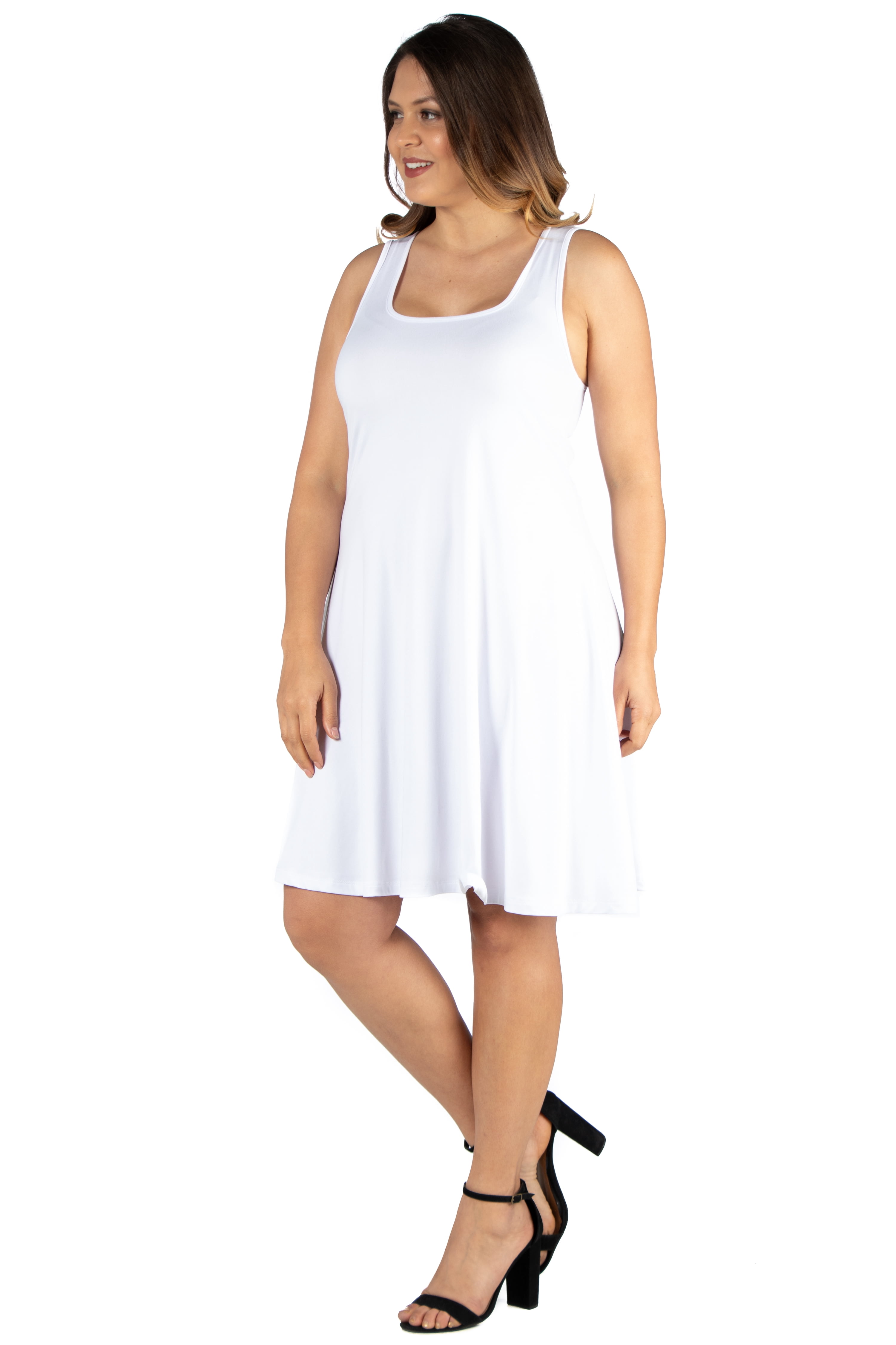 Women’s Plus Size Floral Fit and Flare Knee Length Tank Dress