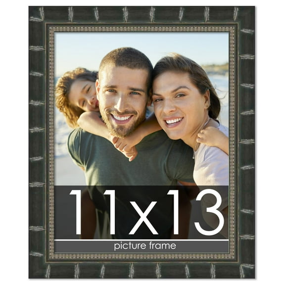 11x13 Bamboo Black Complete Wood Picture Frame with UV Acrylic, Foam Board Backing, & Hardware