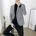 thumbnail image 5 of Chaqueta de un solo pecho para hombre, trajes y blazers finos de color gris para hombre, abrigos ajustados de lino, ropa clásica, ropa de estilo coreano, novedad, 5 of 5