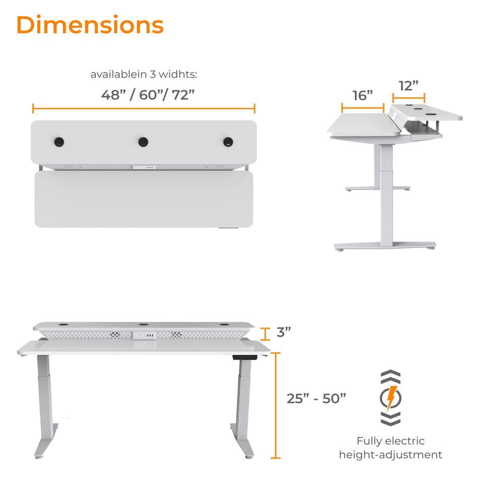 Versadesk Powerlift Electric Standing Desk, Split-Level, Height Adjustable Sit-to-Stand, Dual Motor with Memory, Ergonomic Desk, | Maple, ( 60 x 30 )