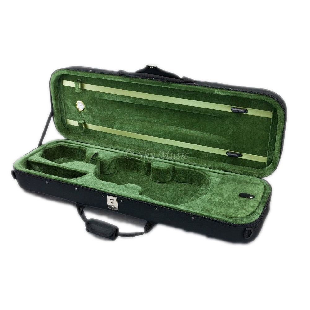 SKY 4/4 Full Size Violin Oblong Case Lightweight with Hygrometer Black