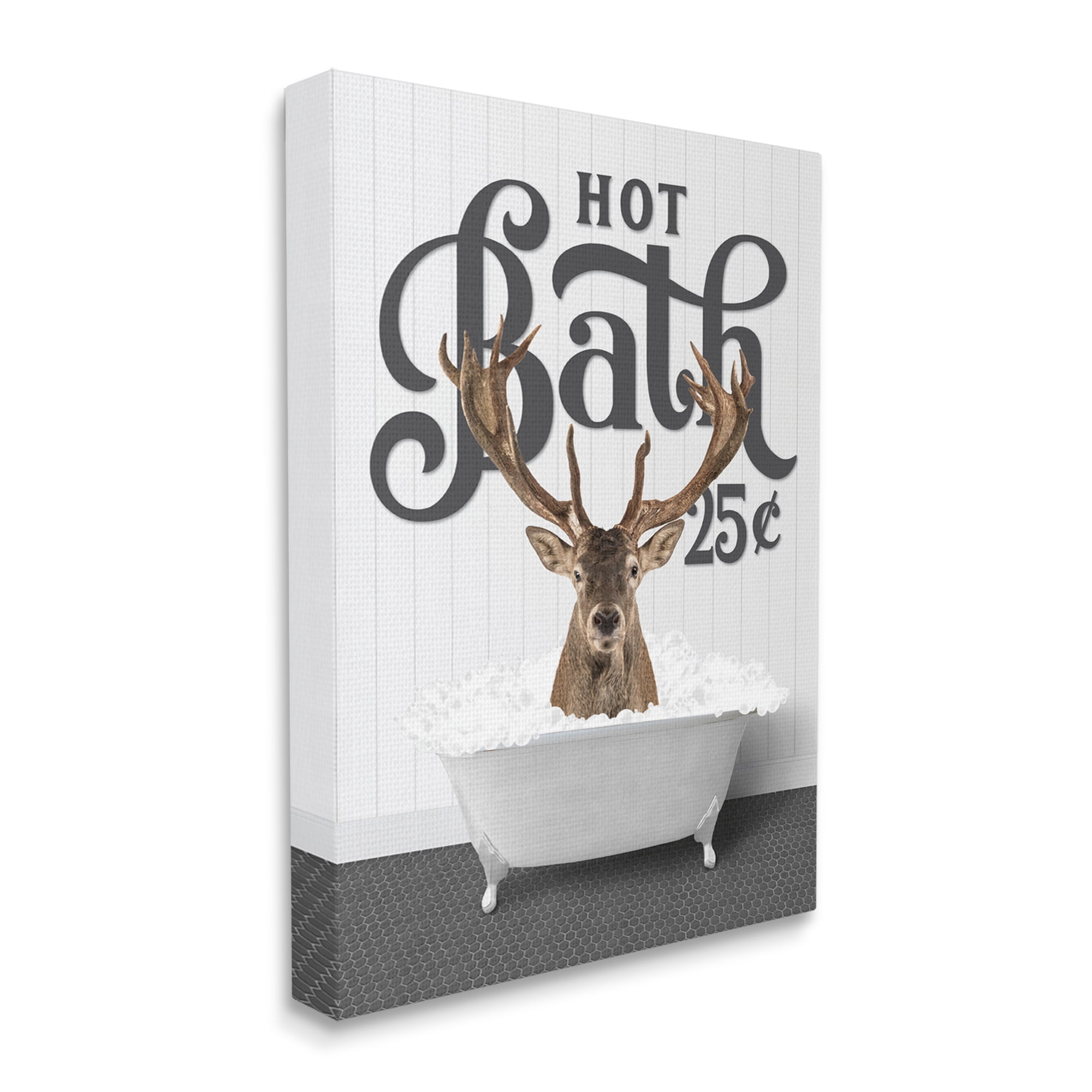 Stupell Industries Vintage Hot Bath Deer Animals & Insects Painting Gallery Wrapped Canvas Print Wall Art, 30 x 40