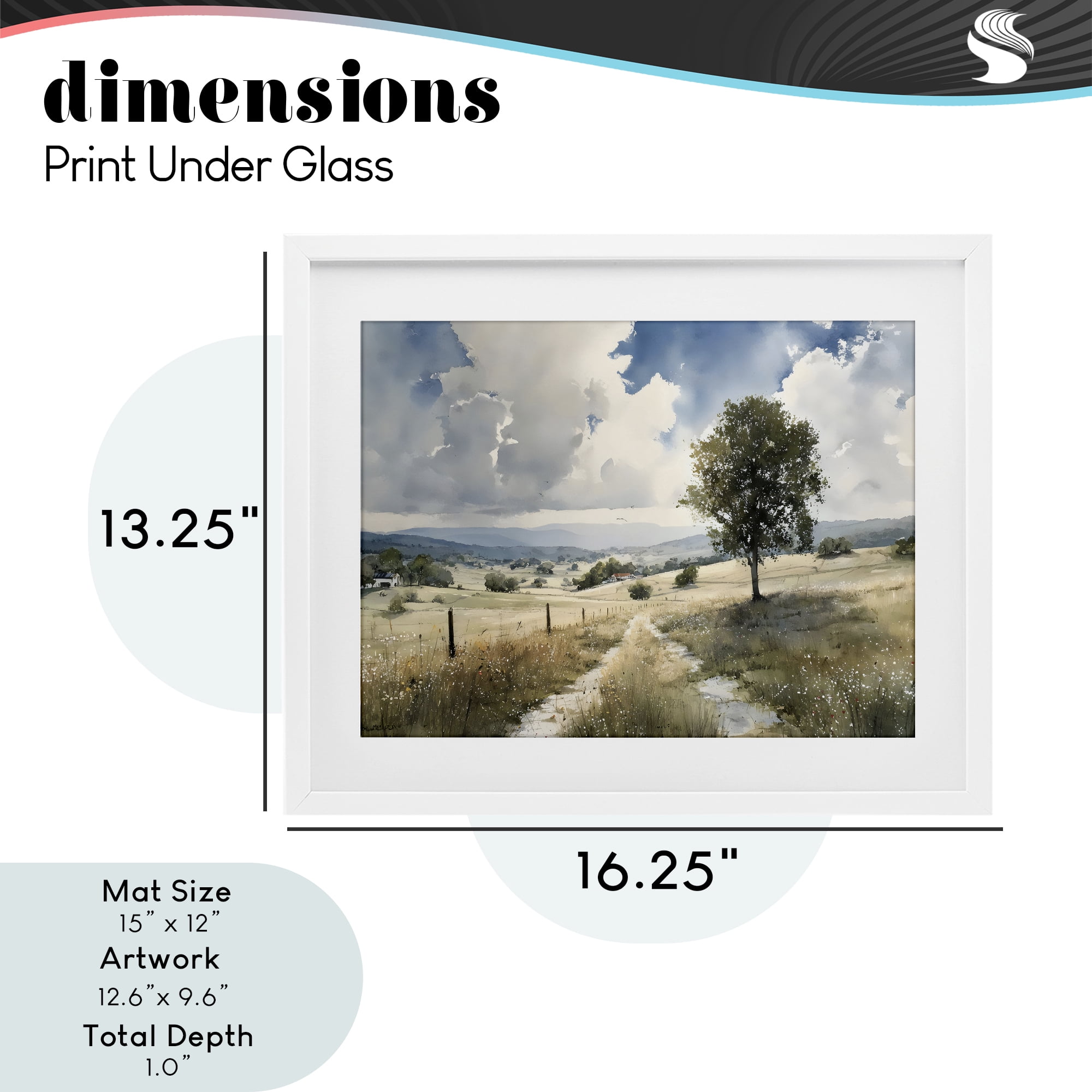 Stupell Industries Wagon Road Through Meadow White Framed Print Under Glass, design by Franklyn Gregory