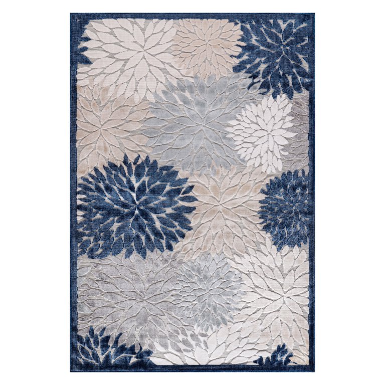 CAMILSON Spring Exotic Tropical Easy-Cleaning Non-Shedding Washable Outdoor  Indoor Area Rug Navy Blue 8x10