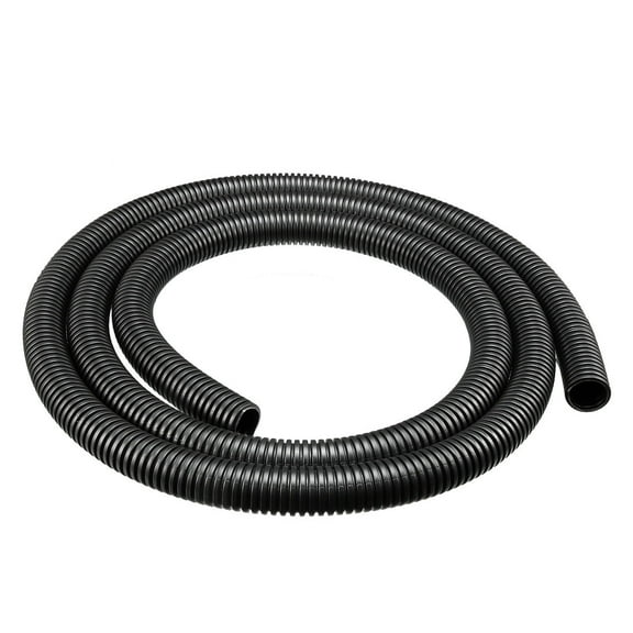 Corrugated Tube PP Tubing Pipe Black 17mm Inner Dia 21.2mm Outer Dia. 1.6M Long