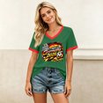 thumbnail image 5 of Women's Football Graphic T-Shirt, Women's V-Neck Short Sleeve Letter Print T-Shirt for Casual Summer for Soccer Tournament 2026 Green Size: 2XL, 5 of 5