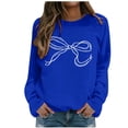 thumbnail image 1 of Ladies' Classic Style Printed Bow Print Hooded Sweatshirt Round Neck Slimming Base Sweatshirt, 1 of 5