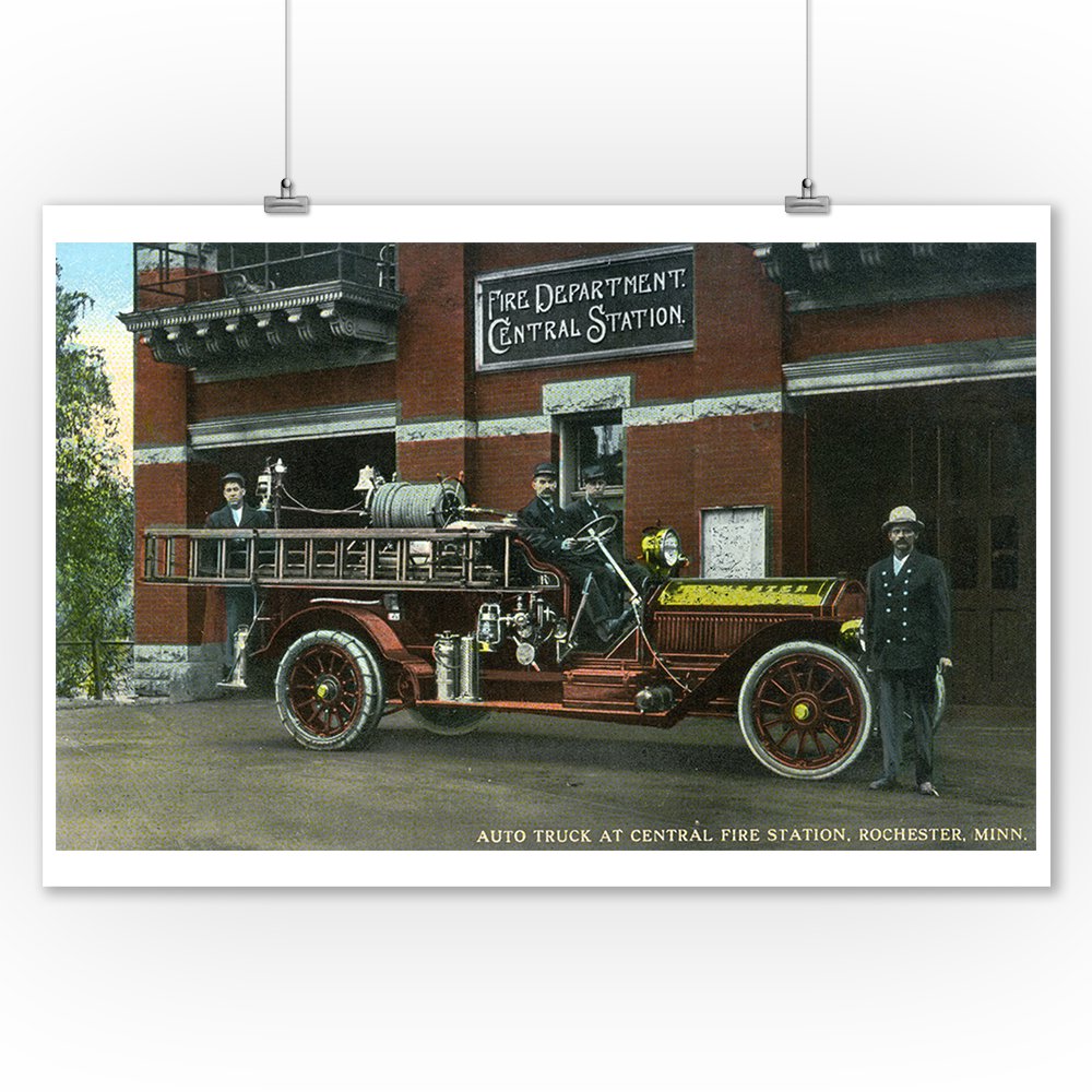 Rochester, Minnesota Central Fire Station Exterior with Fire Truck