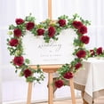 thumbnail image 3 of 3FT Artificial Eucalyptus Garland with Flowers, Burgundy Rose Vine Flower Garland, Silk Burgundy Rose Garland Faux Floral Garland for Table, Wedding, Bedroom, Party, Wall Decor, 3 of 5