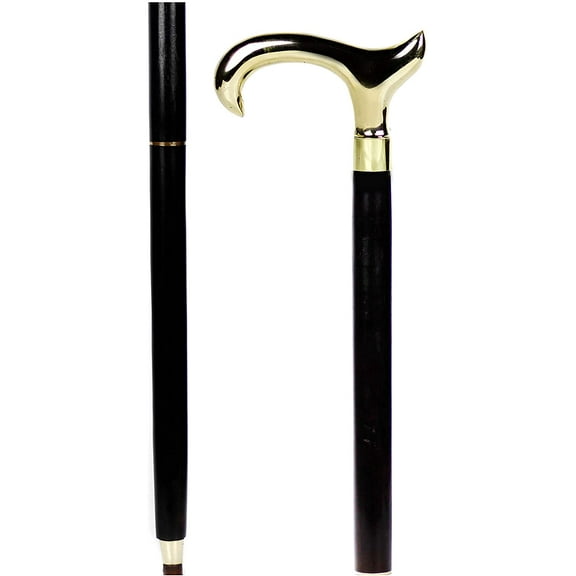 Aluminum & Brass Decorative Rosewood Walking Cane | Full Size Walking-Stick for Men & Women |
