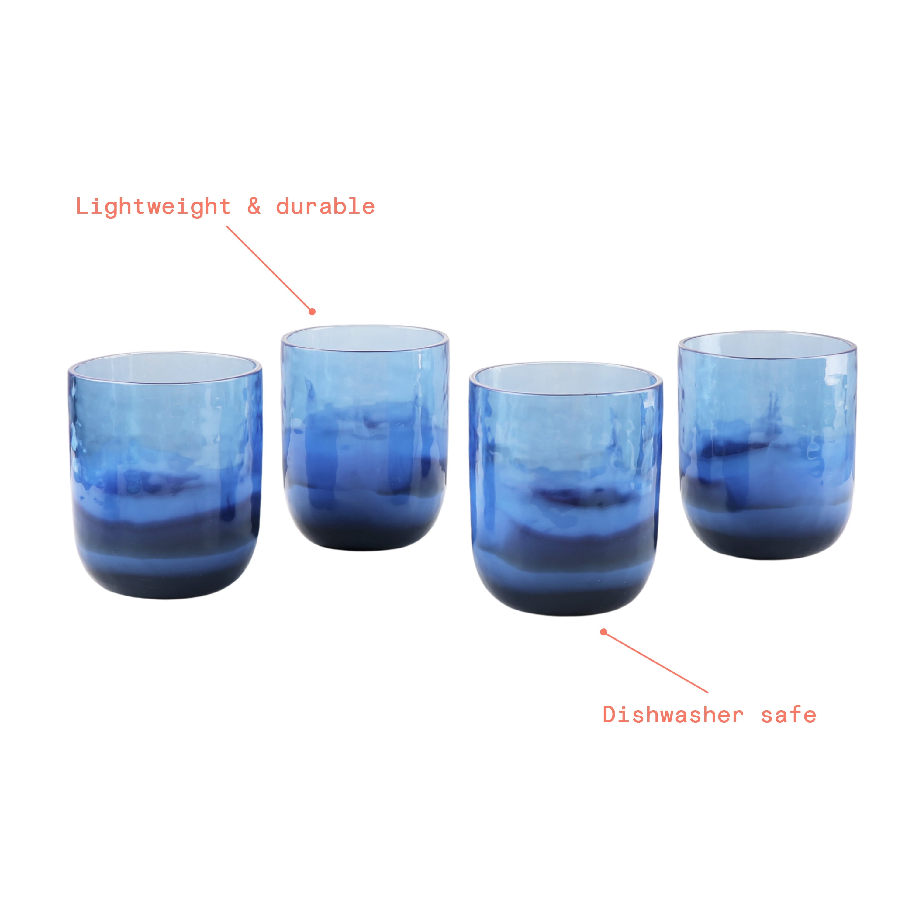 (2 pack) Beautiful 4-piece 14-Ounce Colorblock Acrylic Short Tumblers set, Multi-Color by Drew Barrymore