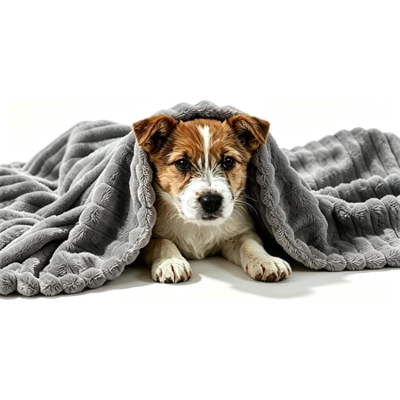 Dog Emotional Support Blanket Yellow Soft Faux Rabbit Fur Polyester Material Security Calming Comfortable Design for Pets Indoor Sofa Kennel Pet Anxiety Relief (Gray 150 * 200cm)