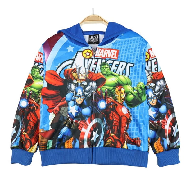 2023 nueva chaqueta de otoño para niños, vengadores de invierno, abrigo para niños con capucha para niños, ropa de salida para bebés, ropa de Anime de moda 3-8 YXL (7T-8T) Gao Jinjia LED