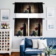 thumbnail image 2 of Vintage Red Wine Glass Kitchen Curtains Valances and Tiers Set of 3 Purple Grapes Brown Wood Grain Farms Tier Curtains and Valance with Rod Pocket for Small Windows, 27.5"x36", 2 of 9