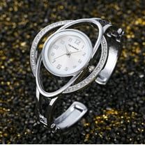 Women's Luxury Gold Bracelet Watch - Unique Orbit Design with Crystal Accents, Round Black Dial, Open Cuff Style Quartz Wristwatch for Formal Events, Casual Wear, and Daily Accessory